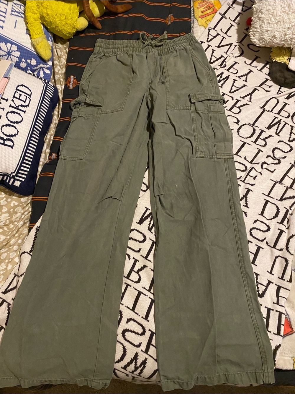 aerie Olive Green Cargo Pants with Drawstring Waist